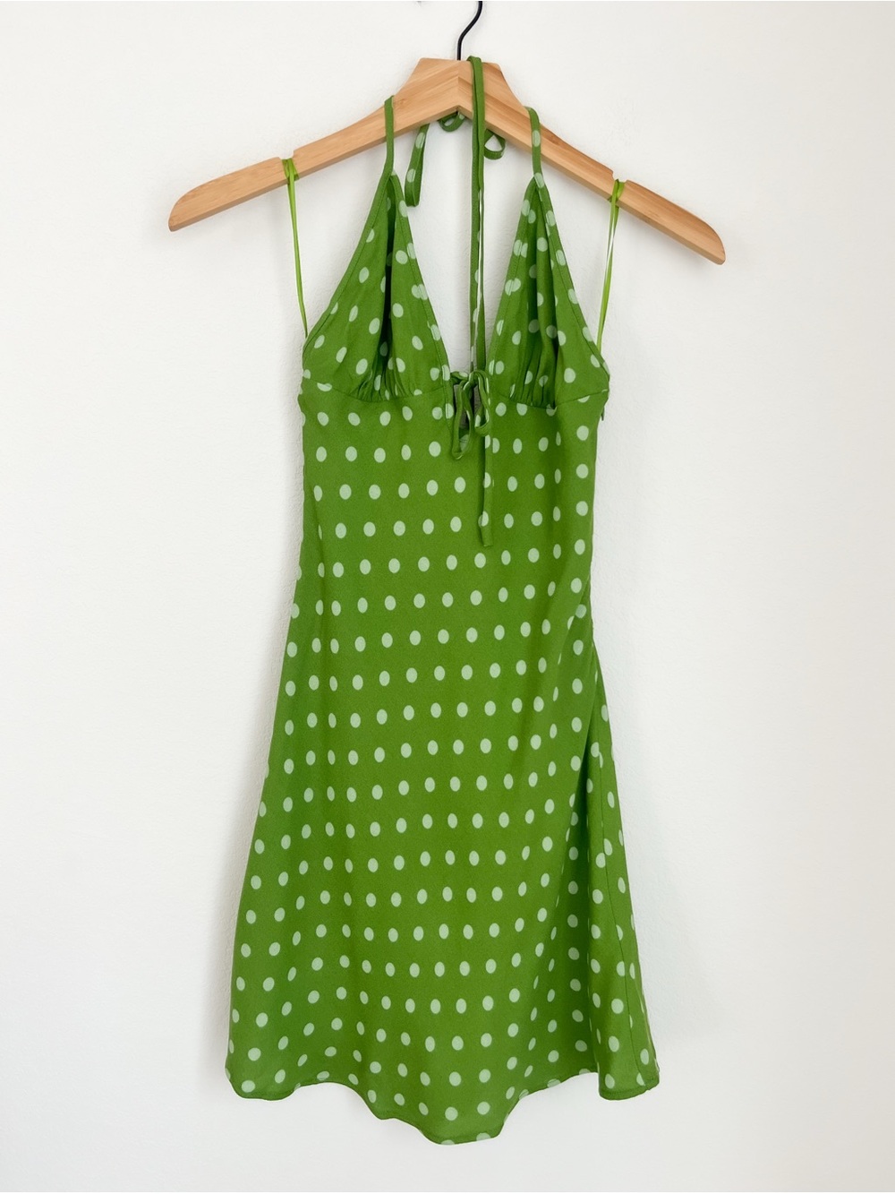 Reformation Fiora Dress Salad Dot Green Polka Dot Halter XS - Picture 2 of 6